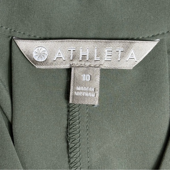 Athleta Sutton Romper Size 10 Green Lightweight Tie Waist Wrinkle Resistant - Picture 12 of 14
